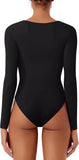 Sculpted Allure Long Sleeve Square Neck Bodysuit - REORIA