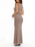 Summer Cowl Neck Mesh Sleeveless Tank Dress