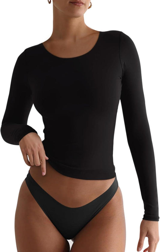Smooth Simplicity Double-Lined Crop Top - REORIA