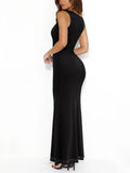 Summer Cowl Neck Mesh Sleeveless Tank Dress