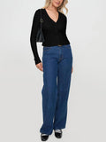 Trendy V Neck Open Front Lightweight Knit Cardigan Long Sleeve Cropped Sweaters Fall Outfits - REORIA