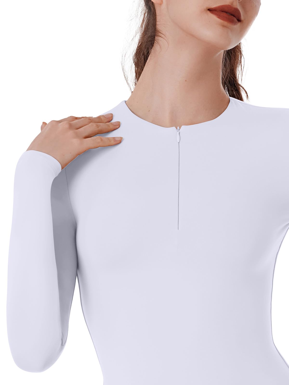 Quarter Zip V Neck Long Sleeve Cropped Top
