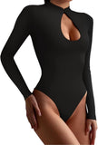 Keyhole Charm Long Sleeve Cut-Out Bodysuit - REORIA