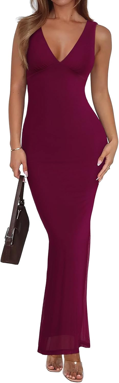 Summer V Neck Wedding Guest Maxi Dress