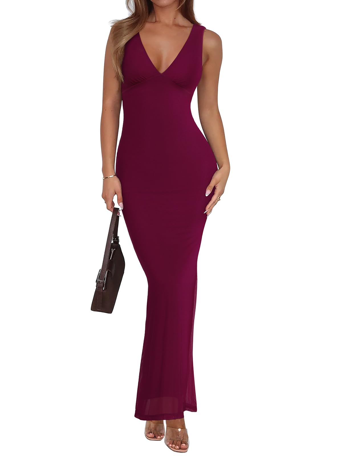 Summer V Neck Wedding Guest Maxi Dress