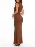 Summer Cowl Neck Mesh Sleeveless Tank Dress