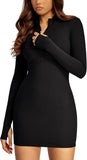 Sleek Vision Zip-Front Bodycon Mini Dress - REORIA