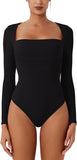 Sculpted Allure Long Sleeve Square Neck Bodysuit - REORIA