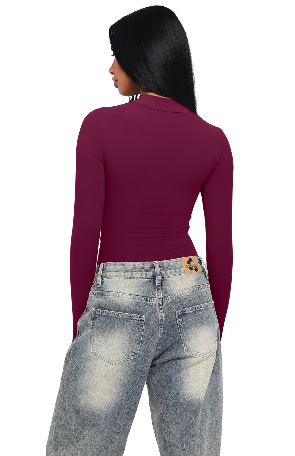 Mock Neck Ruched Sexy Wrap Bodysuit