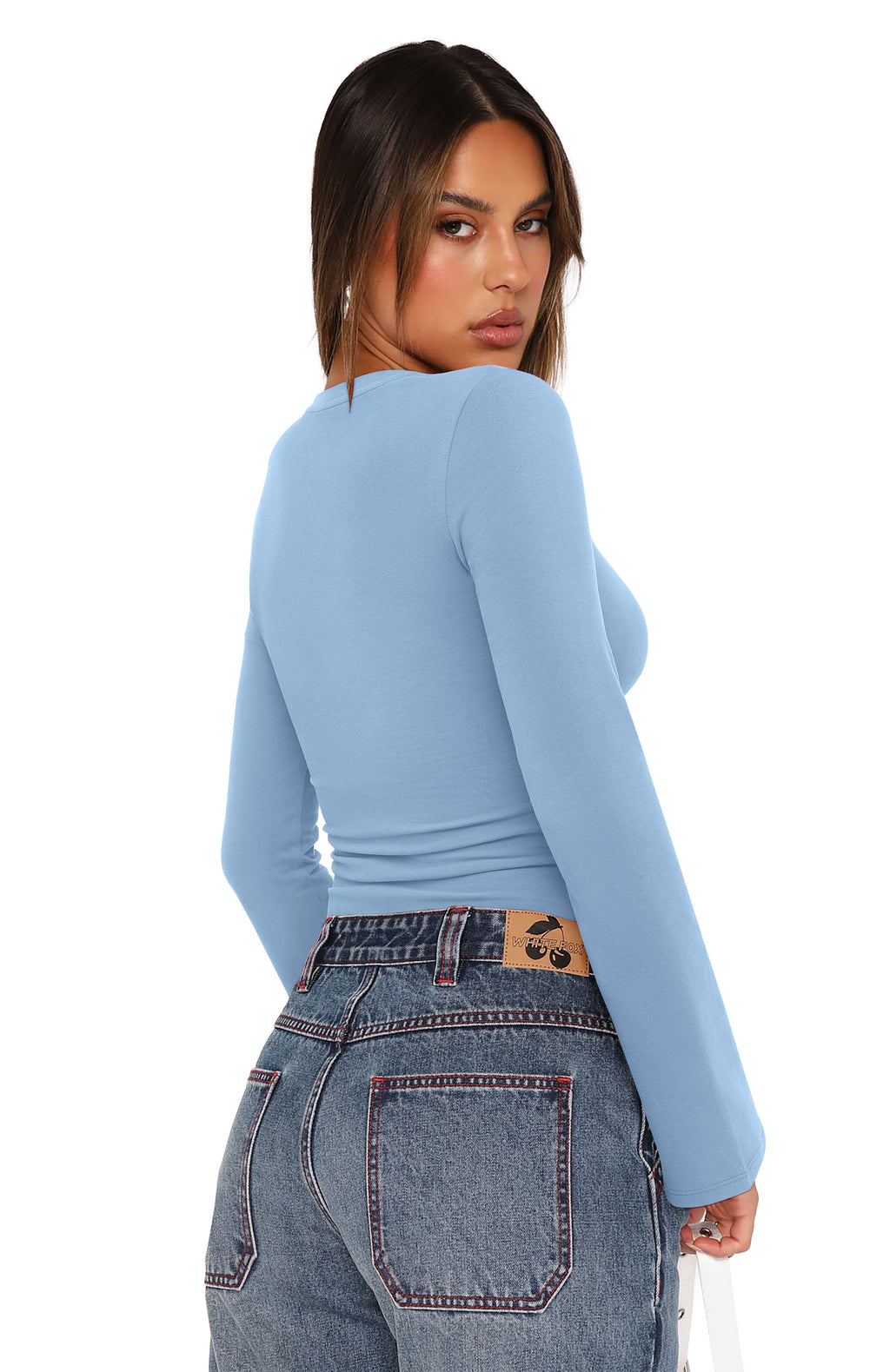Wrap Deep V Neck Long Bell Sleeve Tops