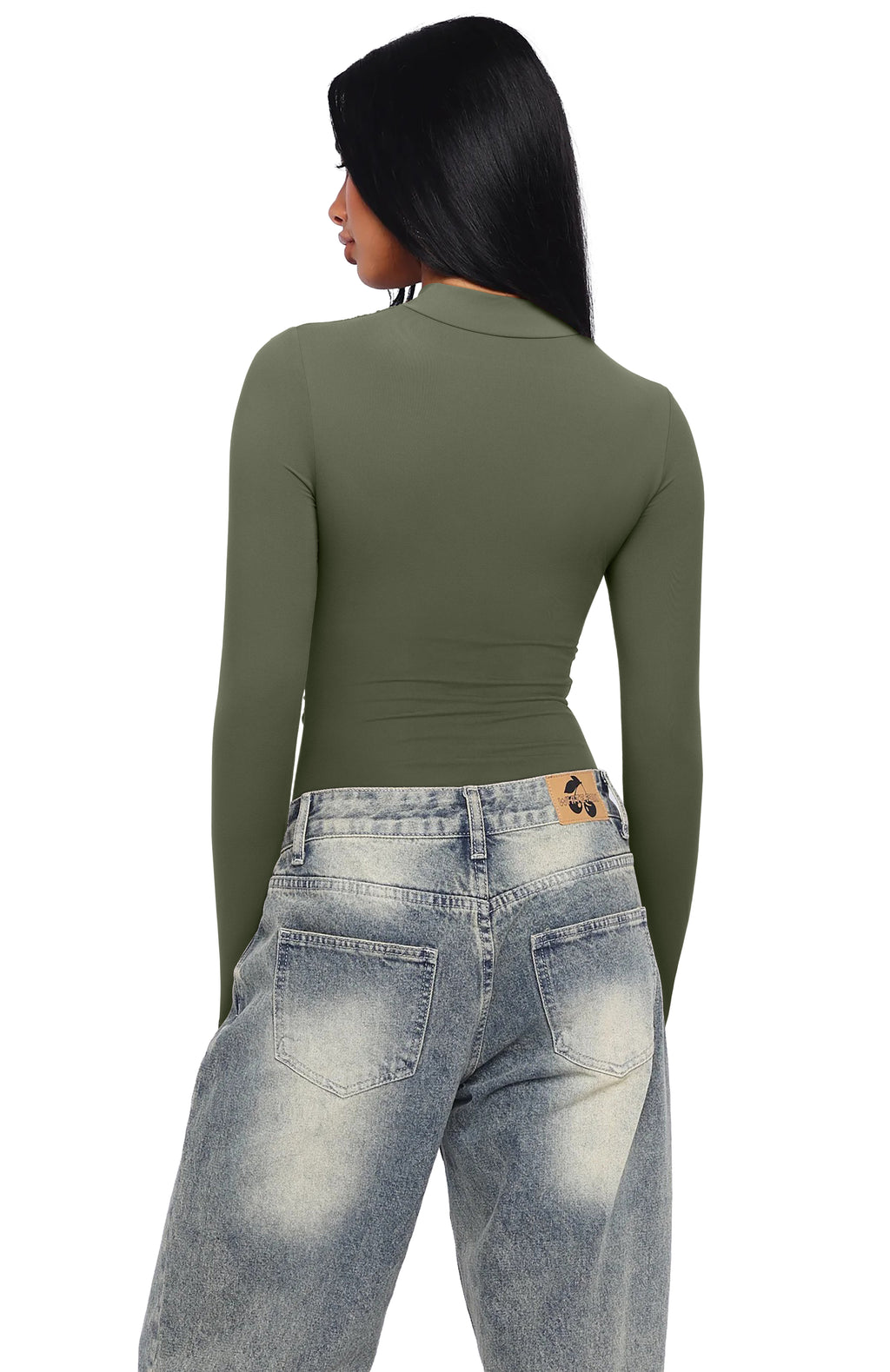Mock Neck Ruched Sexy Wrap Bodysuit