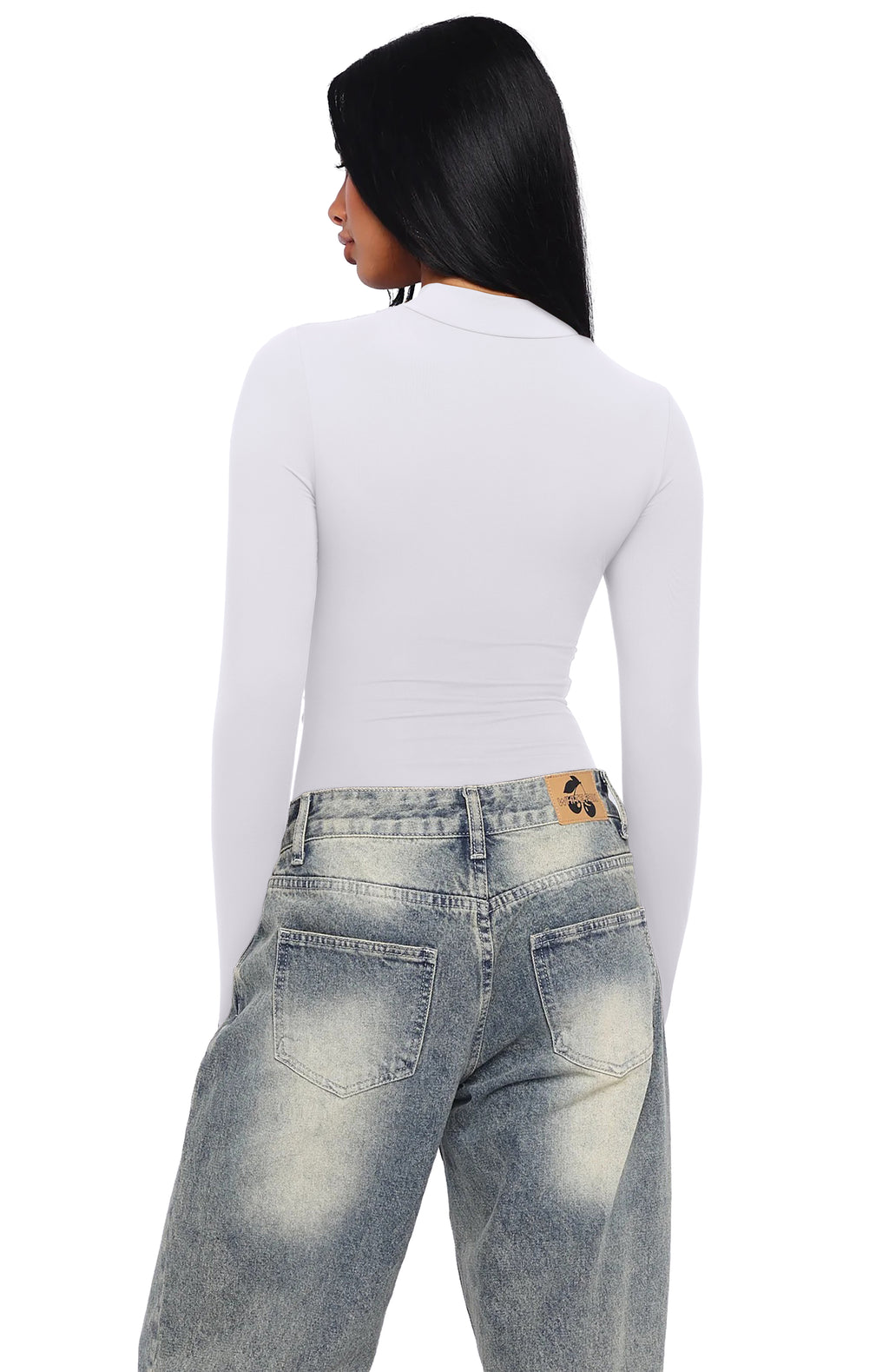 Mock Neck Ruched Sexy Wrap Bodysuit