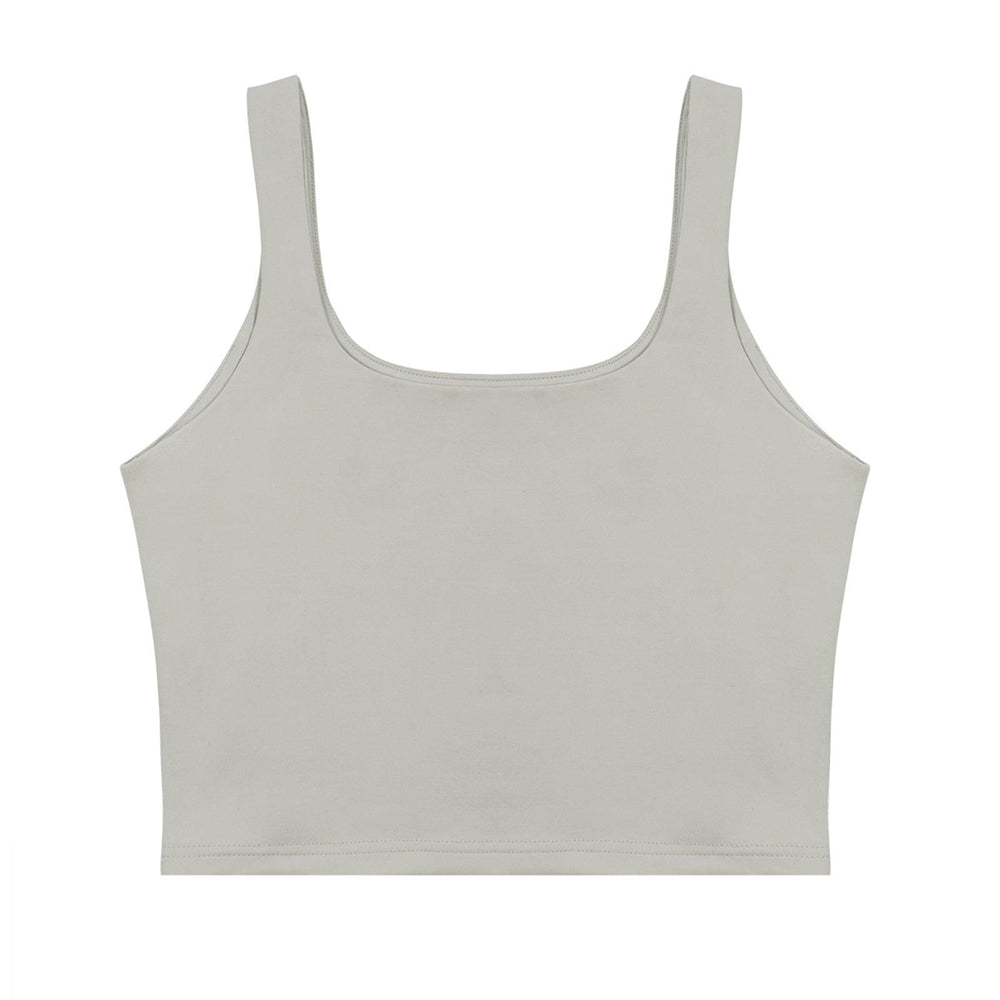 Square Neck Seamless Sleeveless Crop Tops - REORIA