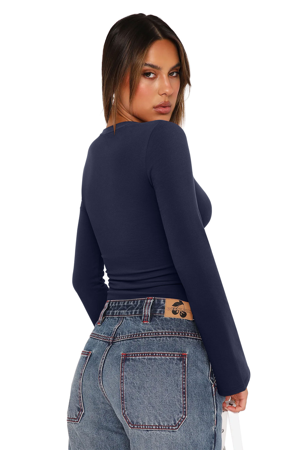 Wrap Deep V Neck Long Bell Sleeve Tops