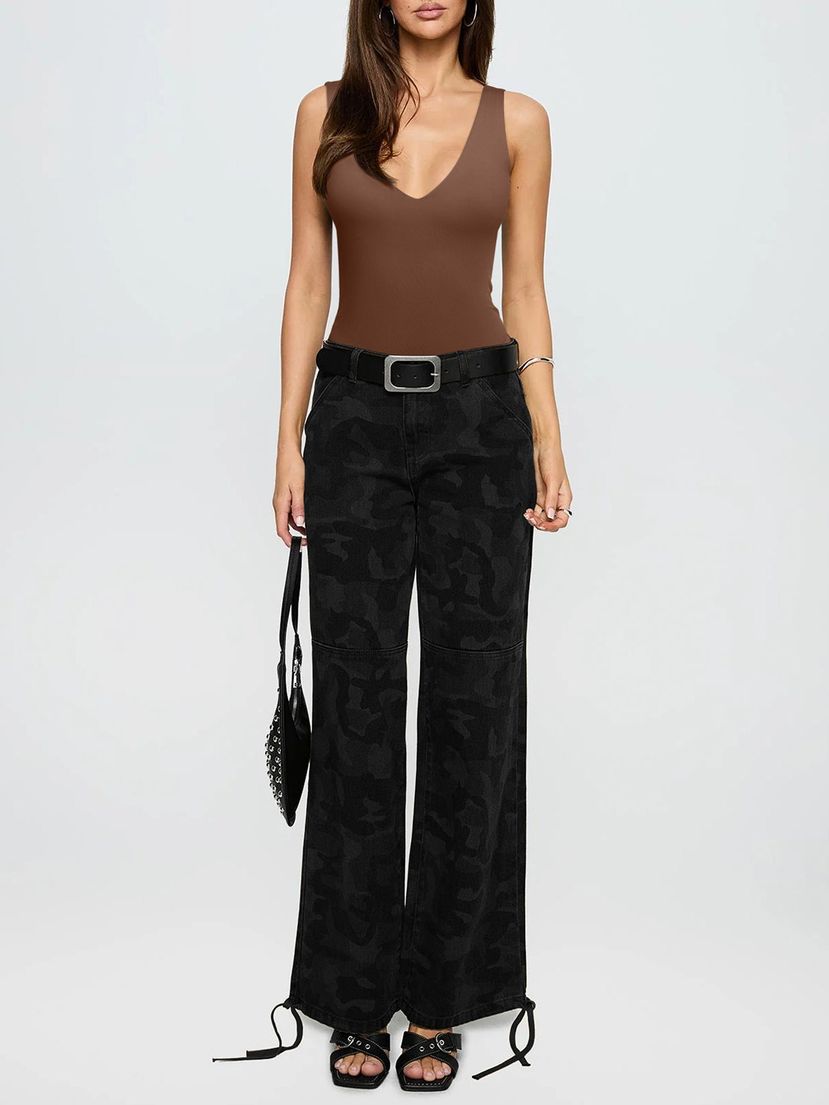 Plunge Deep V Neck Sleeveless V Backless Bodysuits Tops