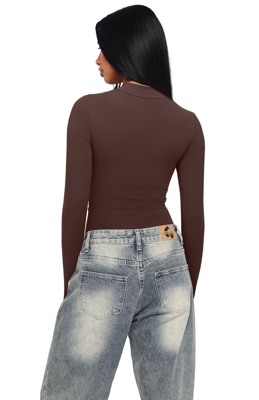Mock Neck Ruched Sexy Wrap Bodysuit