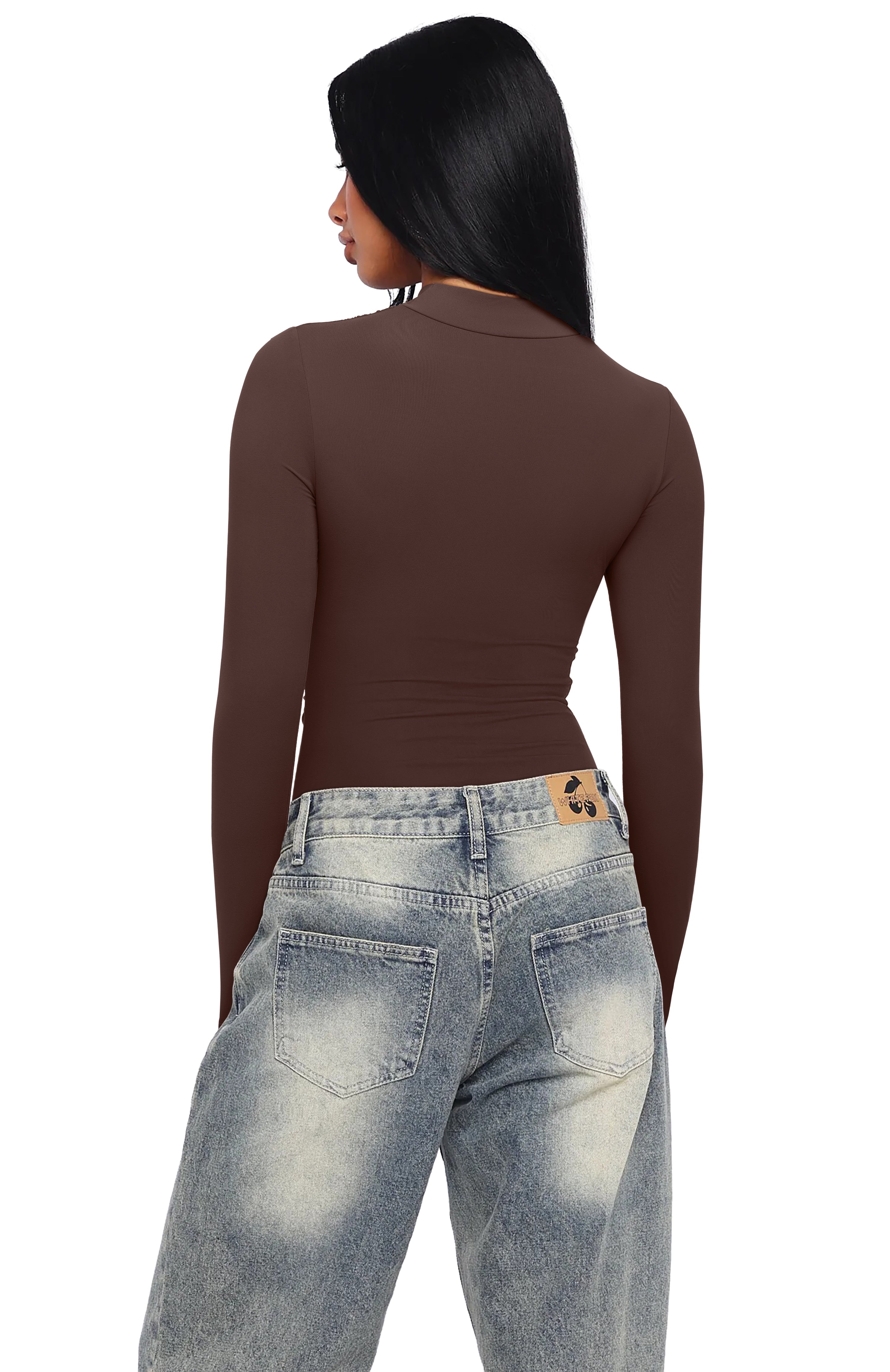 Mock Neck Ruched Sexy Wrap Bodysuit