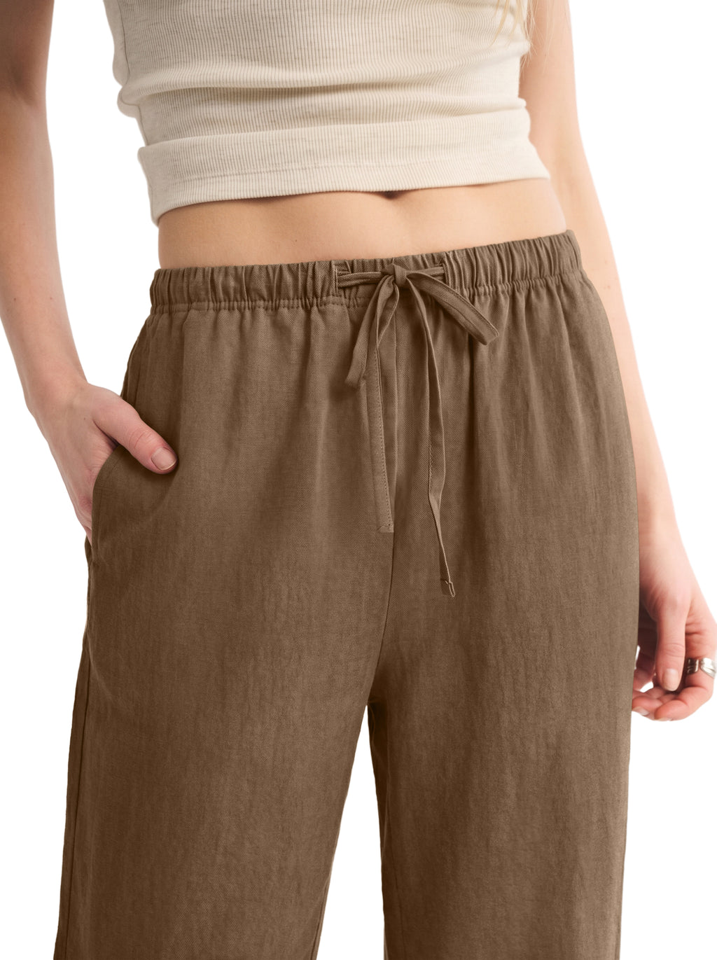 REORIA Women's Wide Leg Palazzo Pants | Drawstring Elastic Waist with Pockets
