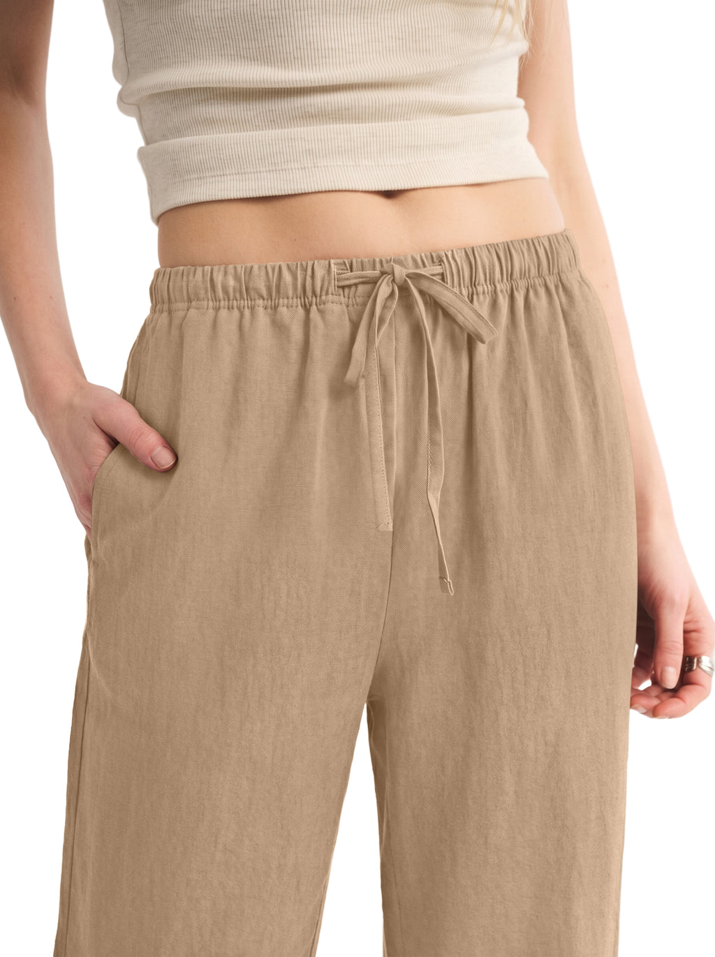 REORIA Women's Wide Leg Palazzo Pants | Drawstring Elastic Waist with Pockets