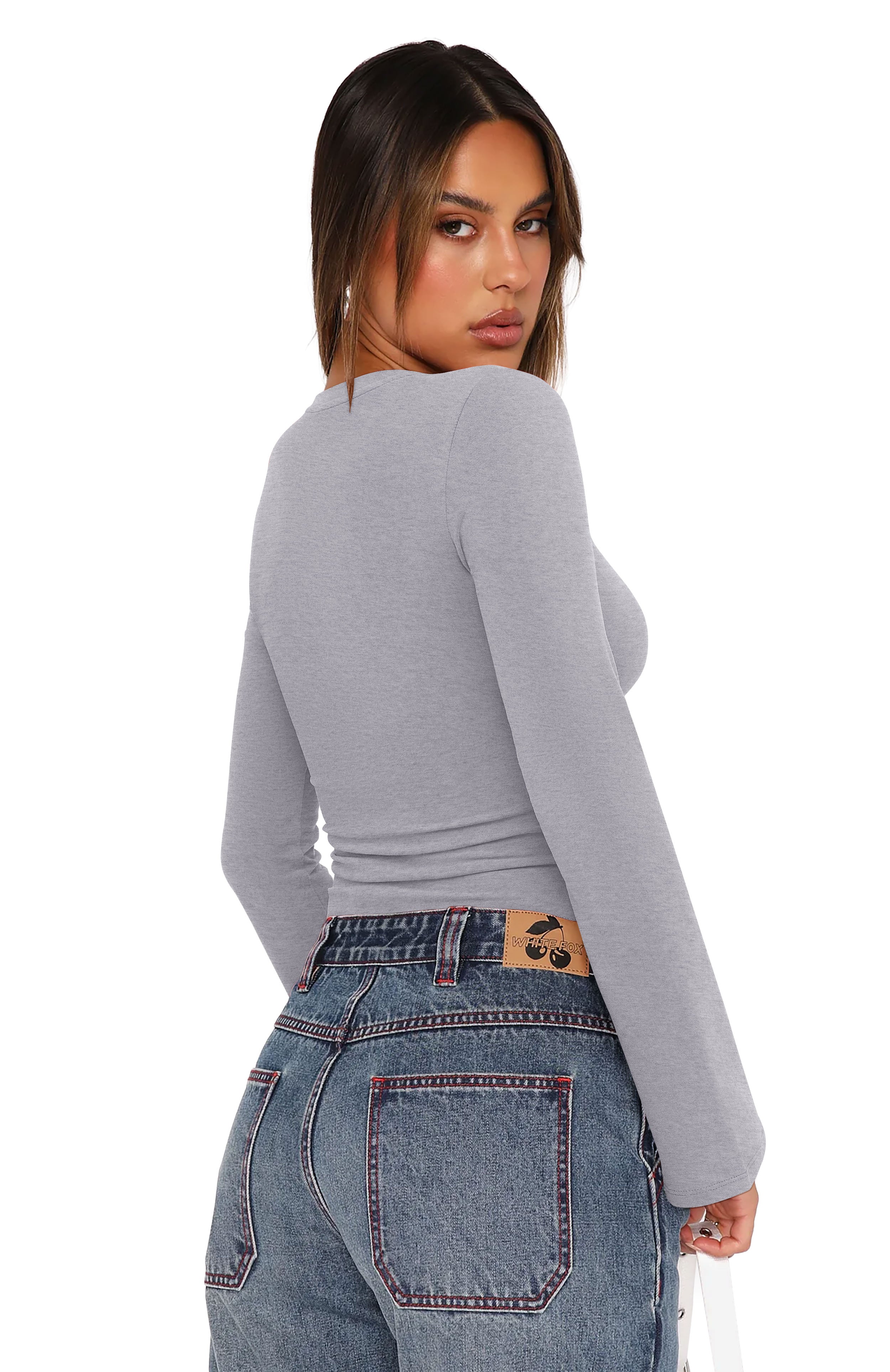 Wrap Deep V Neck Long Bell Sleeve Tops