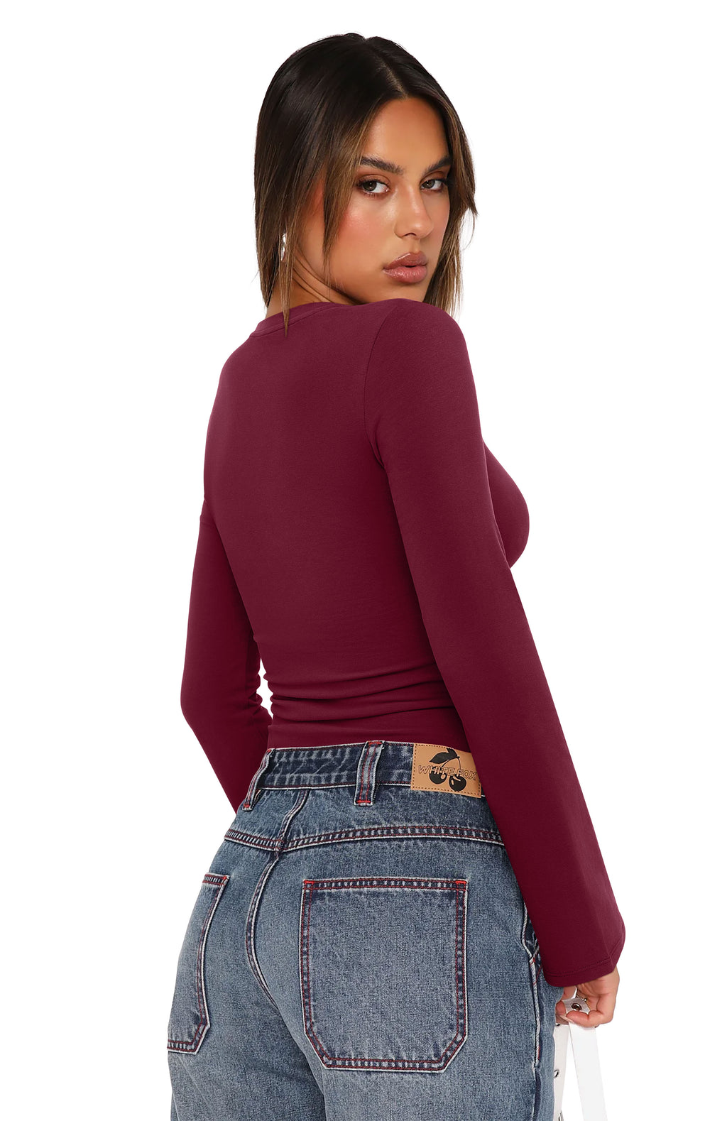 Wrap Deep V Neck Long Bell Sleeve Tops