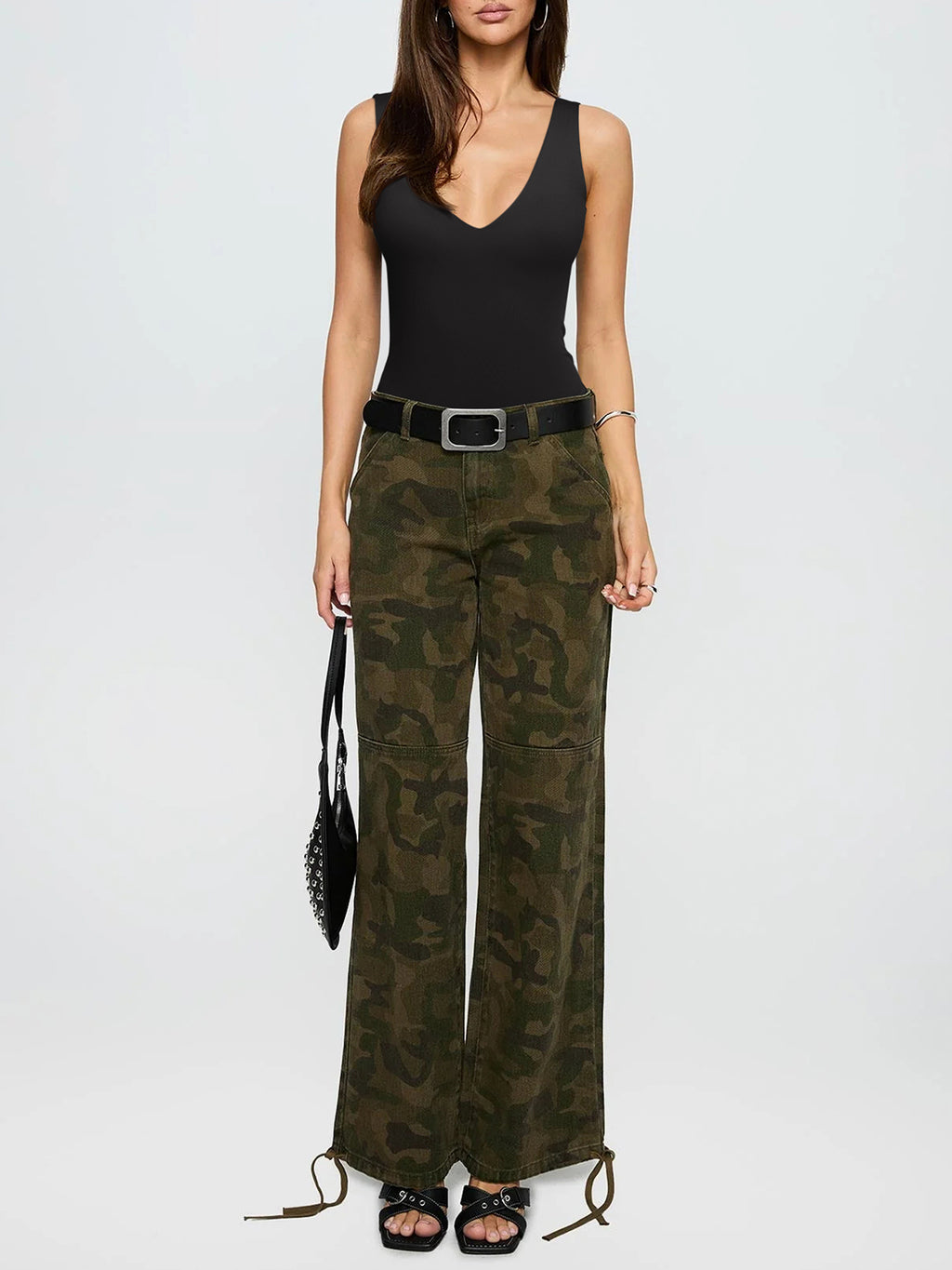 Plunge Deep V Neck Sleeveless V Backless Bodysuits Tops
