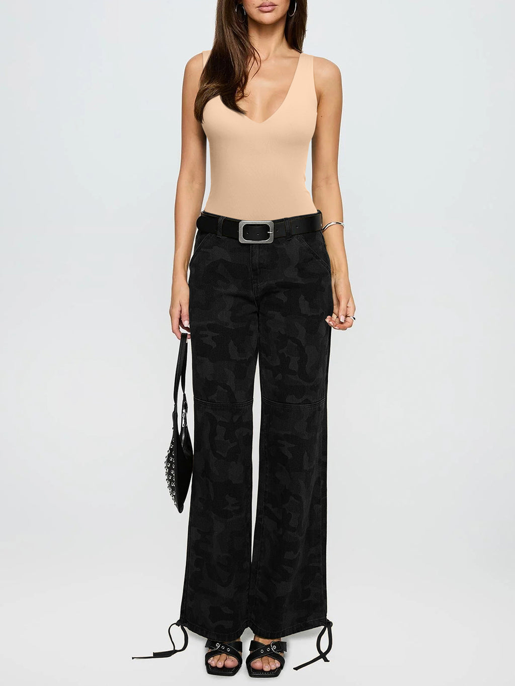 Plunge Deep V Neck Sleeveless V Backless Bodysuits Tops