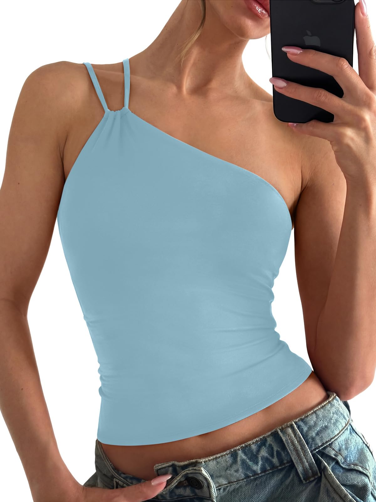 Summer Sleeveless One Shoulder Top