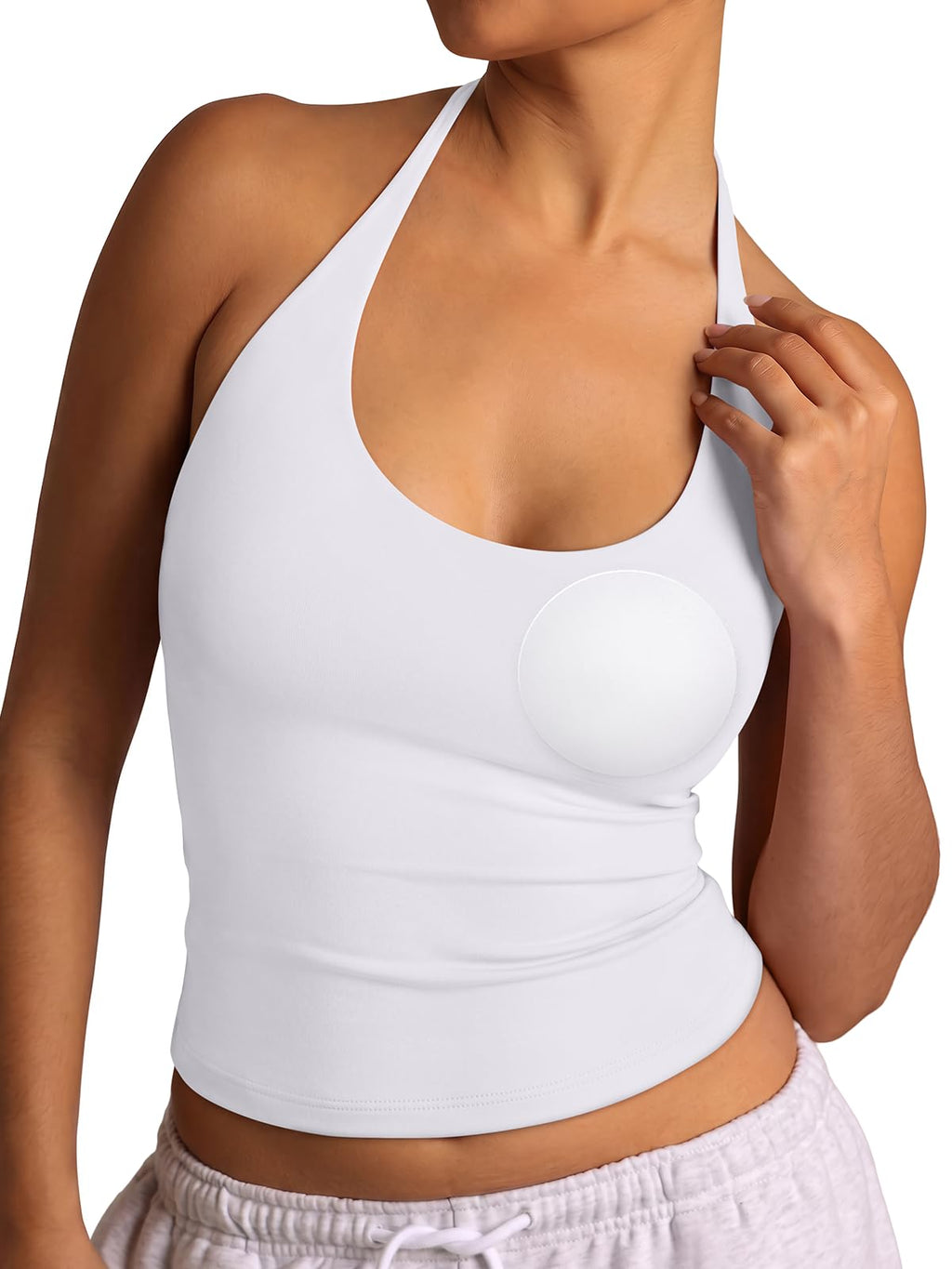 Halter Backless Tie Scoop Neck Double Lined Basic Top