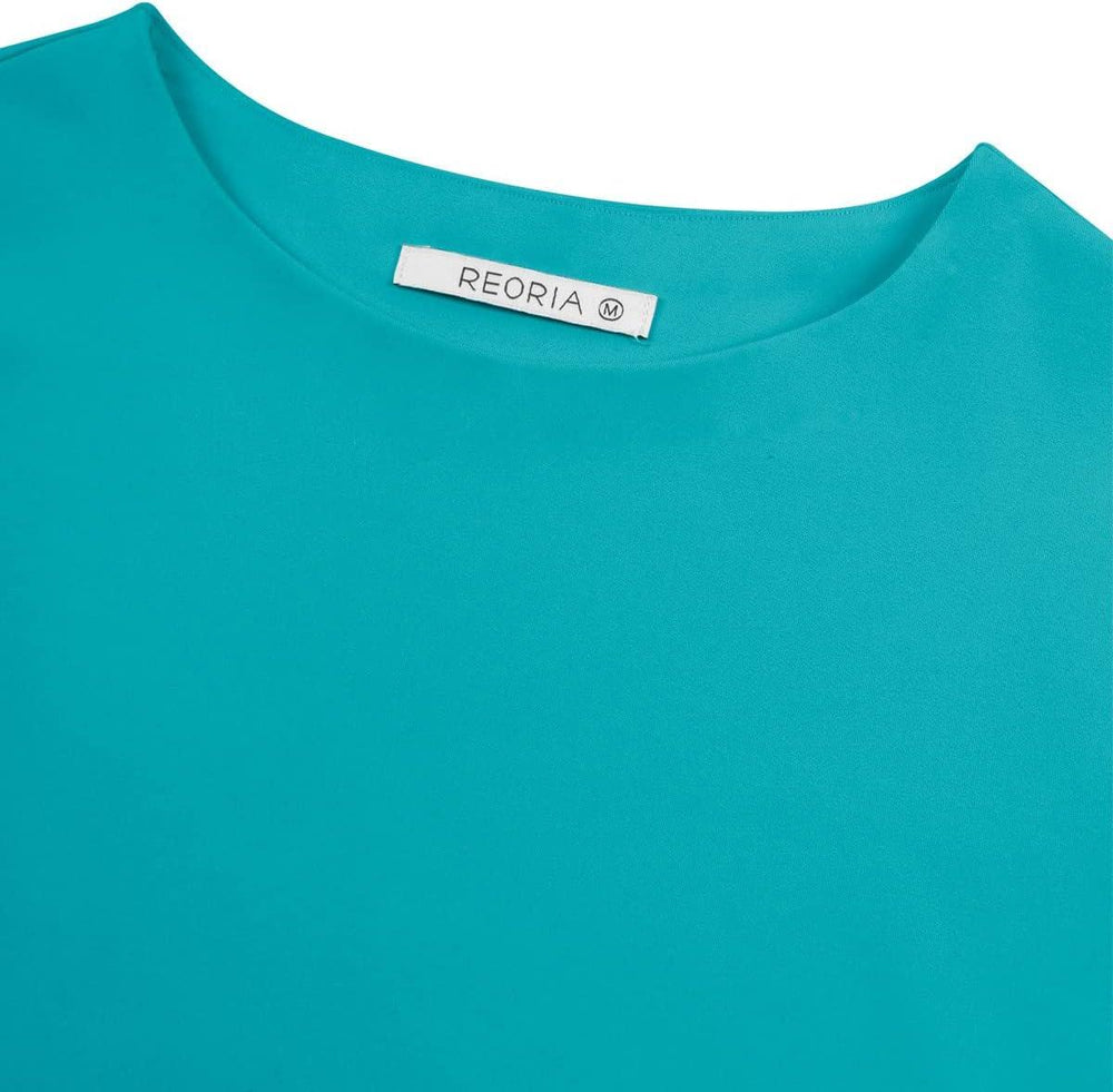 Short Sleeve High Neck Double Lined Tight T Shirts Crop Tops Tees - REORIA