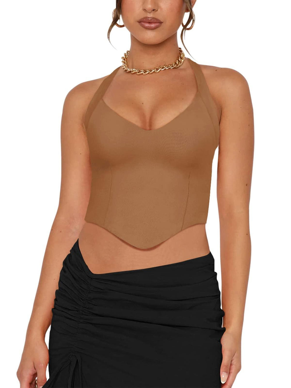 Radiant Poise Halter Corset Top - REORIA