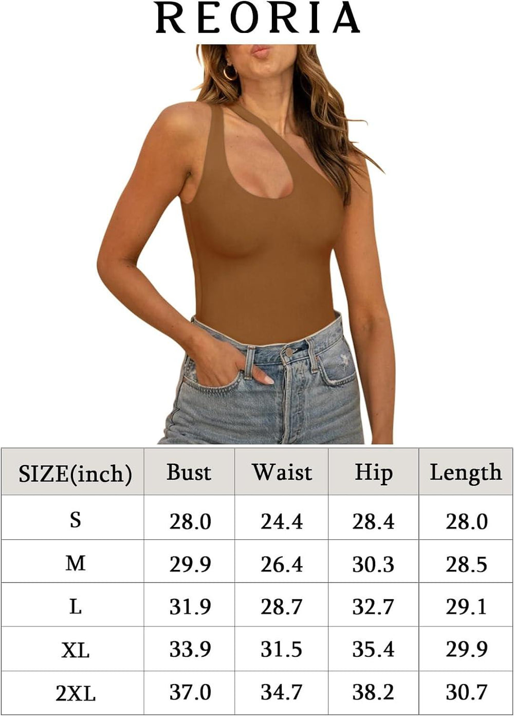 Plunge One Shoulder Sleeveless V Backless Tank Bodysuits Tops - REORIA