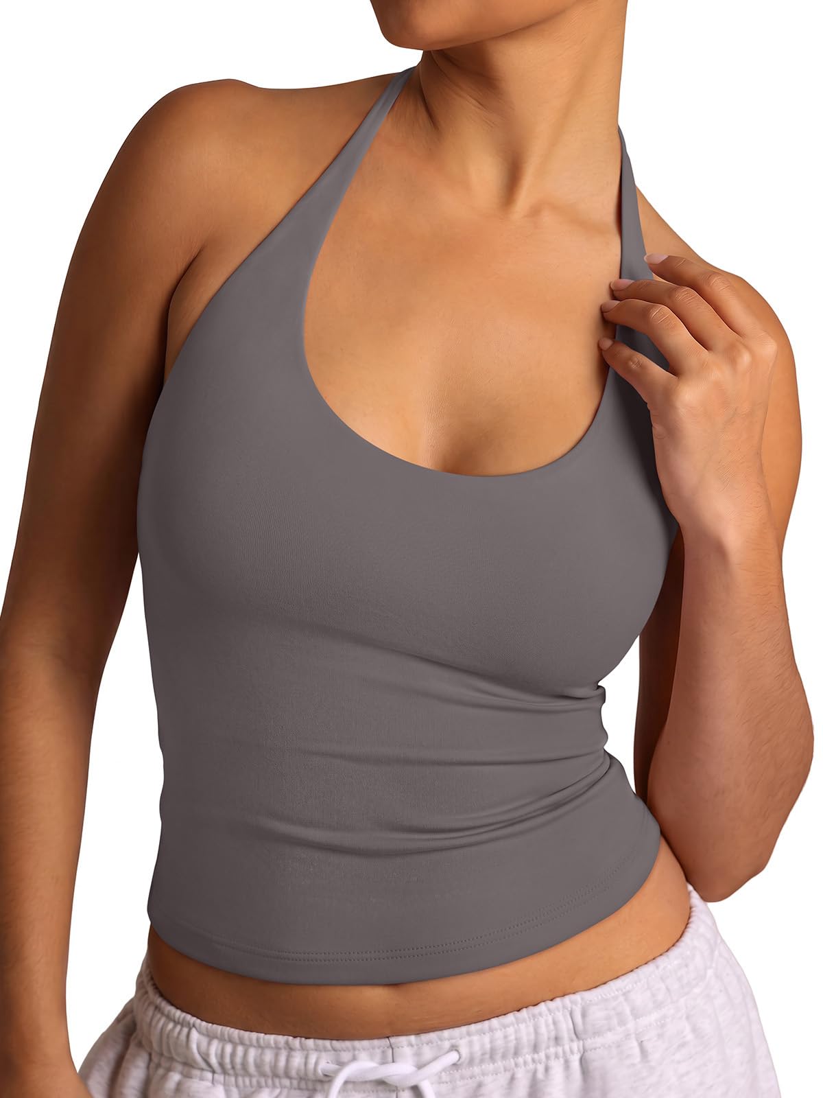 Halter Backless Tie Scoop Neck Double Lined Basic Top