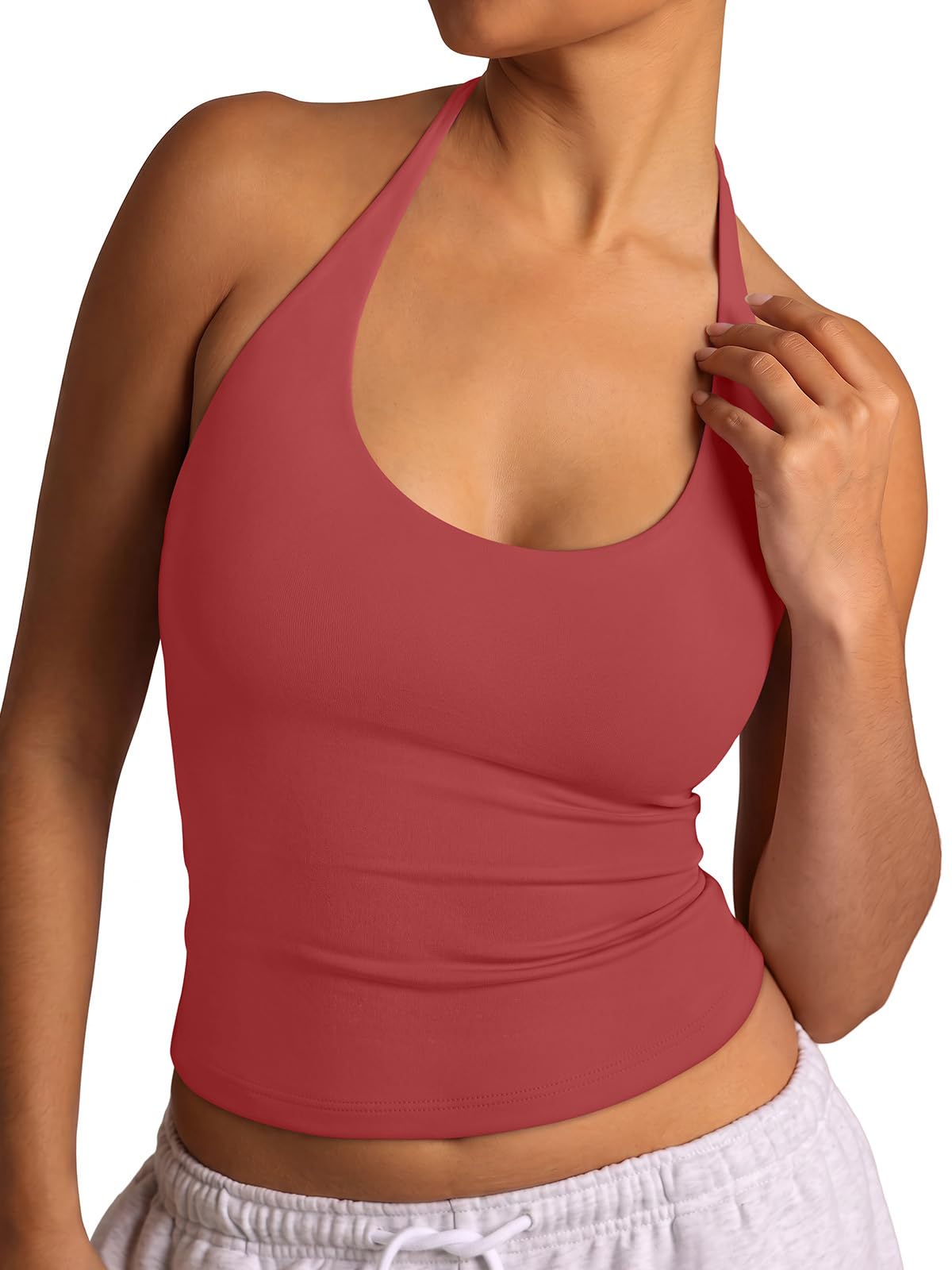 Halter Backless Tie Scoop Neck Double Lined Basic Top