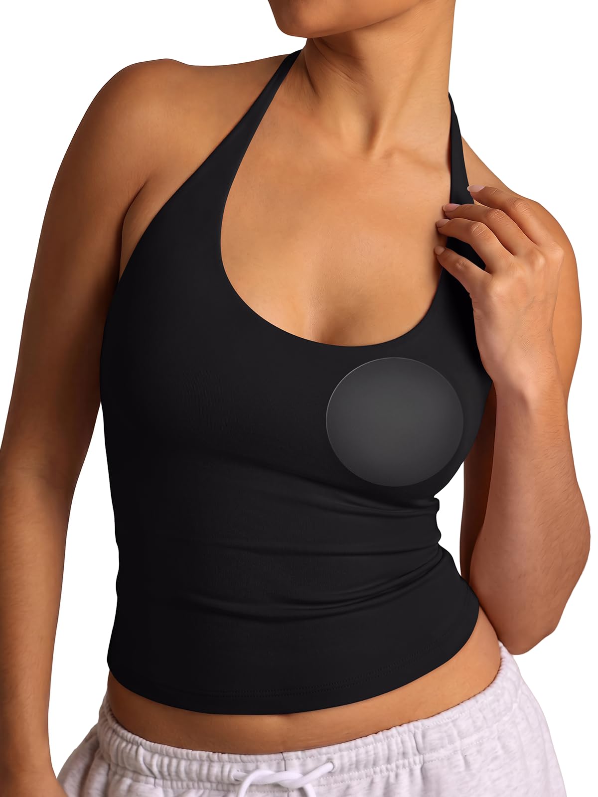 Halter Backless Tie Scoop Neck Double Lined Basic Top