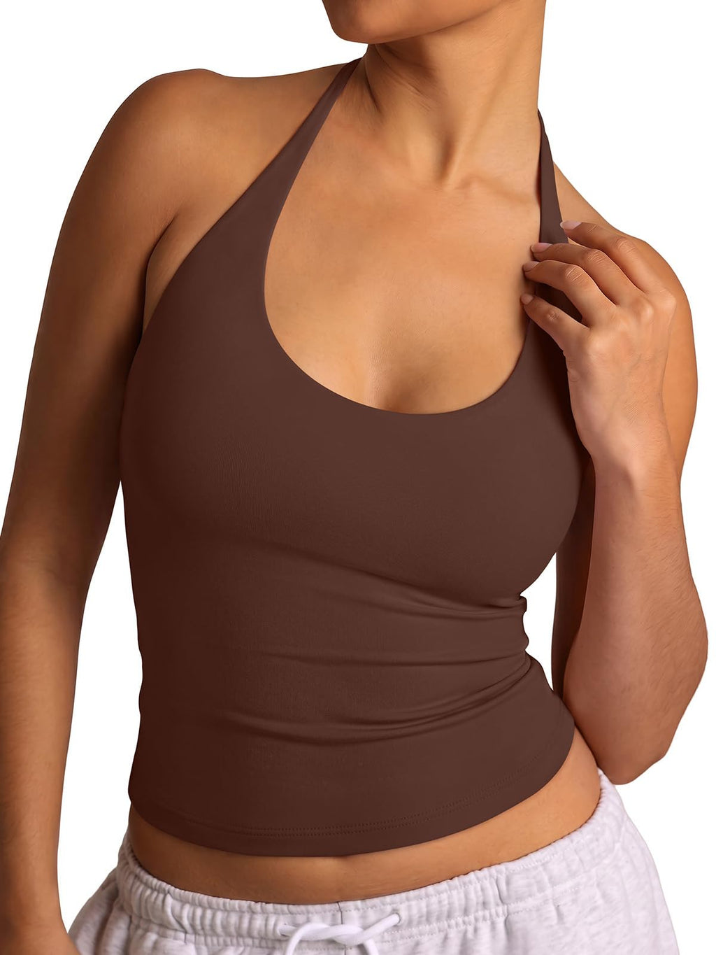 Halter Backless Tie Scoop Neck Double Lined Basic Top