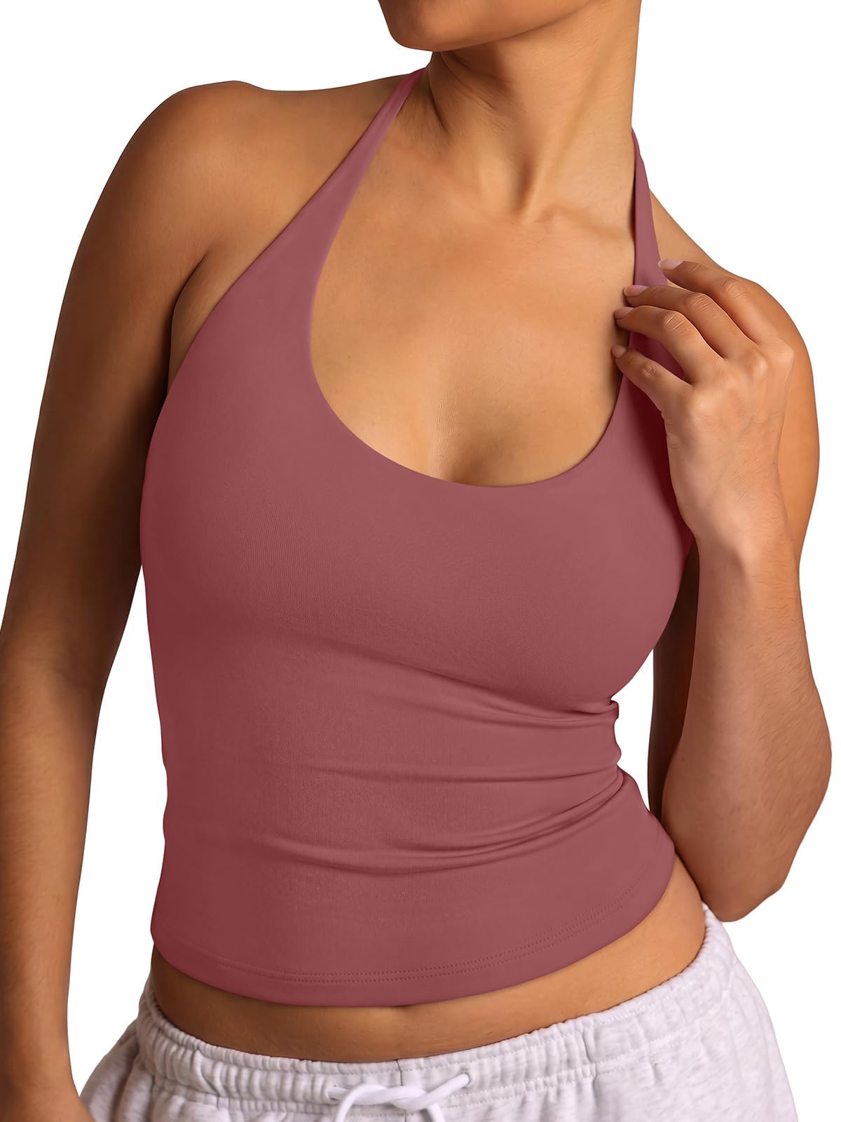Halter Backless Tie Scoop Neck Double Lined Basic Top