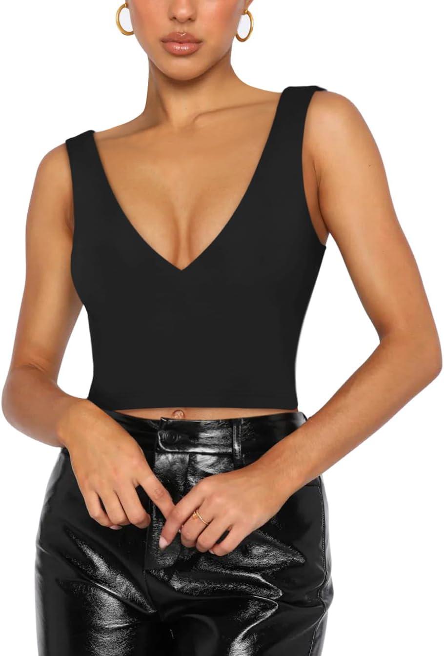 Timeless Charm Deep V Sleeveless Crop Top - REORIA