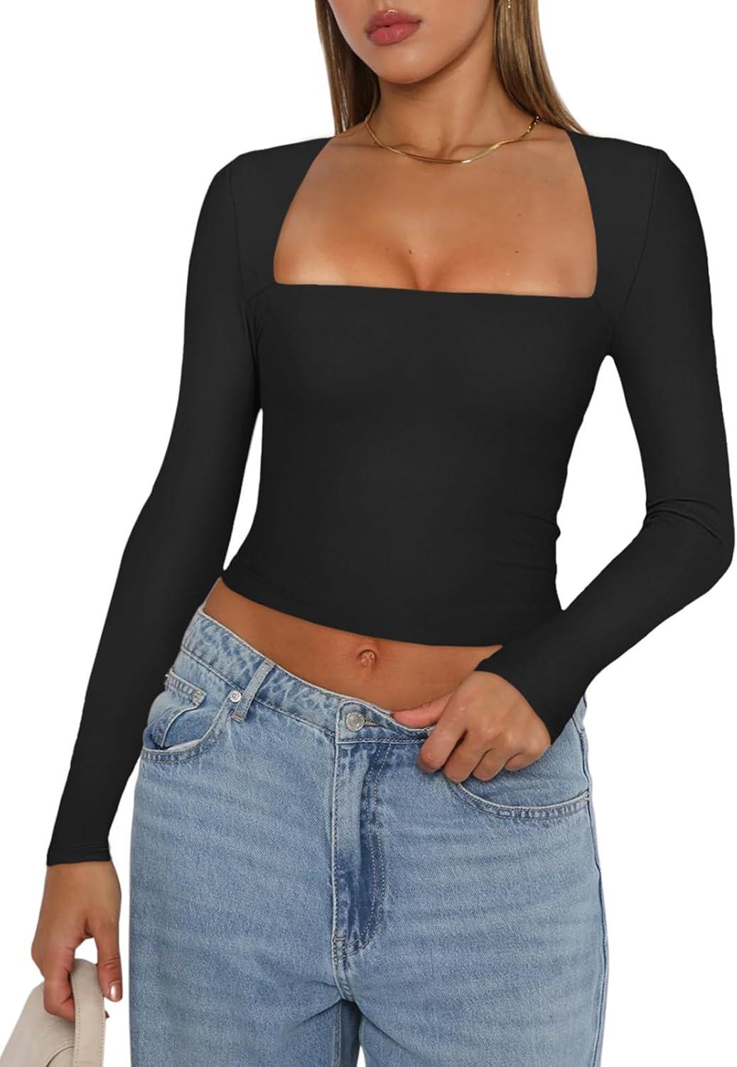 Midnight Horizon Square Neck Crop Top - REORIA