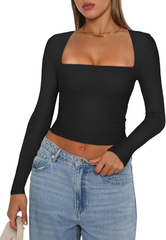 Midnight Horizon Square Neck Crop Top - REORIA