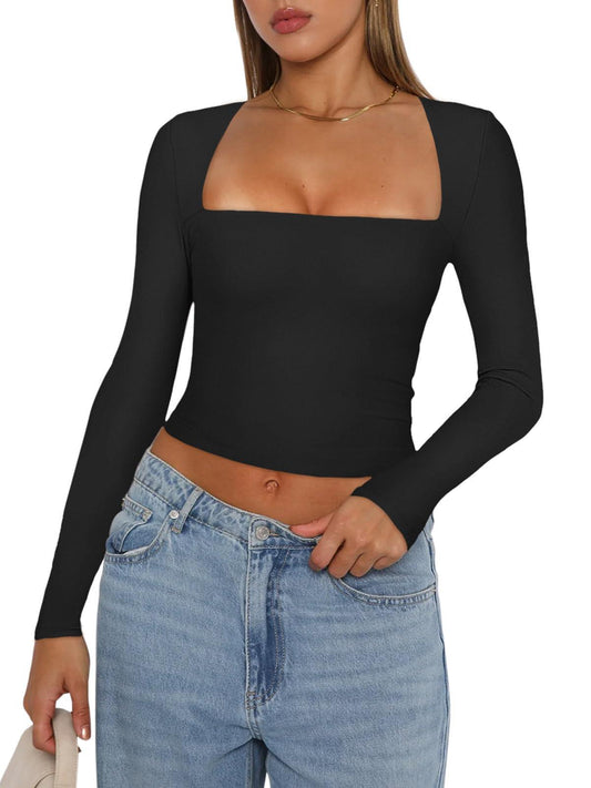 Midnight Horizon Square Neck Crop Top - REORIA