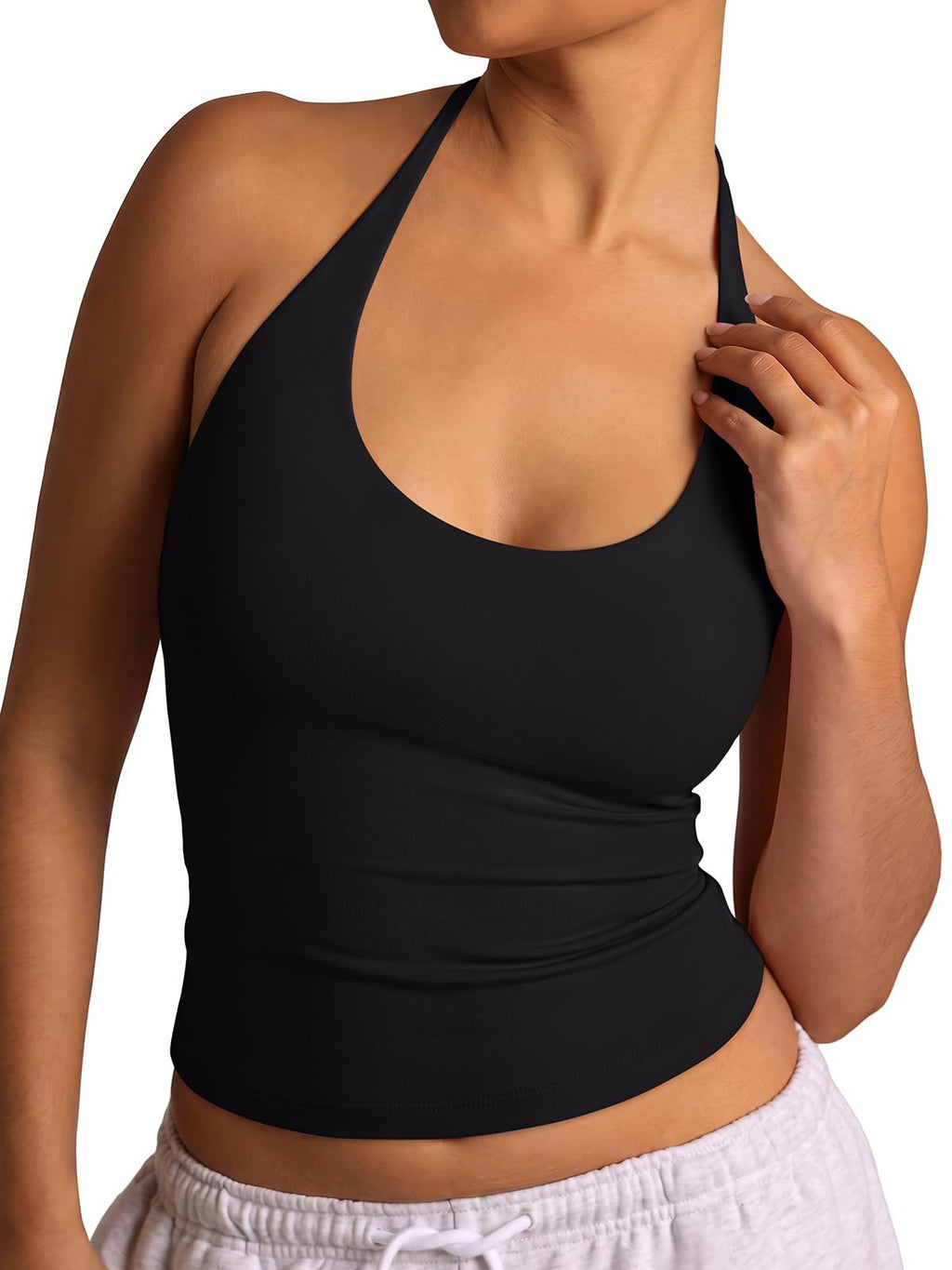 Halter Backless Tie Scoop Neck Double Lined Basic Top