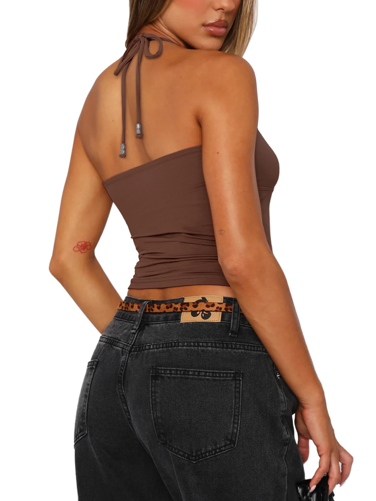Sexy Halter Backless Double Lined Tank Top