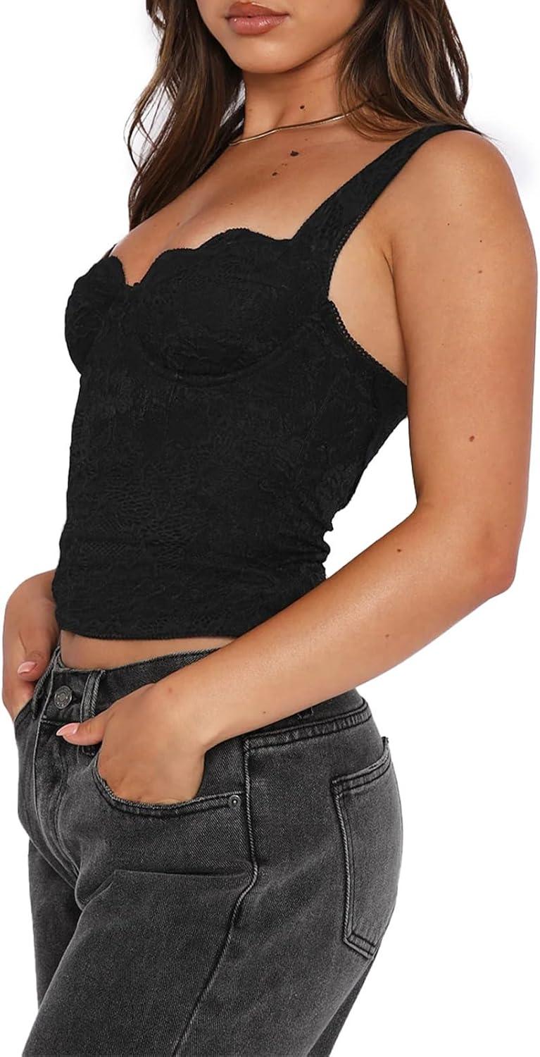 Nocturnal Grace Lace Bustier Top - REORIA