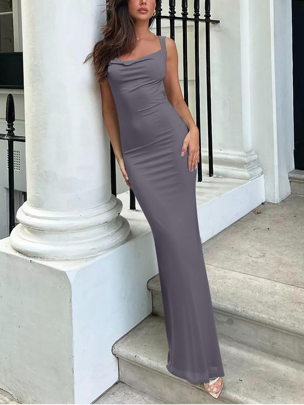 Cowl Neck Sleeveless Tank Dress
