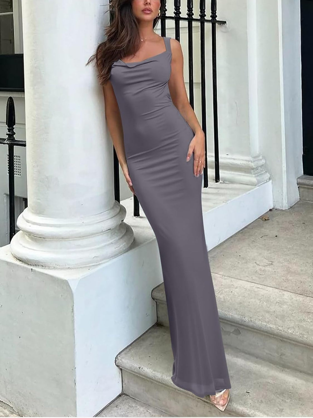 Cowl Neck Sleeveless Tank Dress REORIA Cowl Neck Sleeveless Tank Dress REORIA