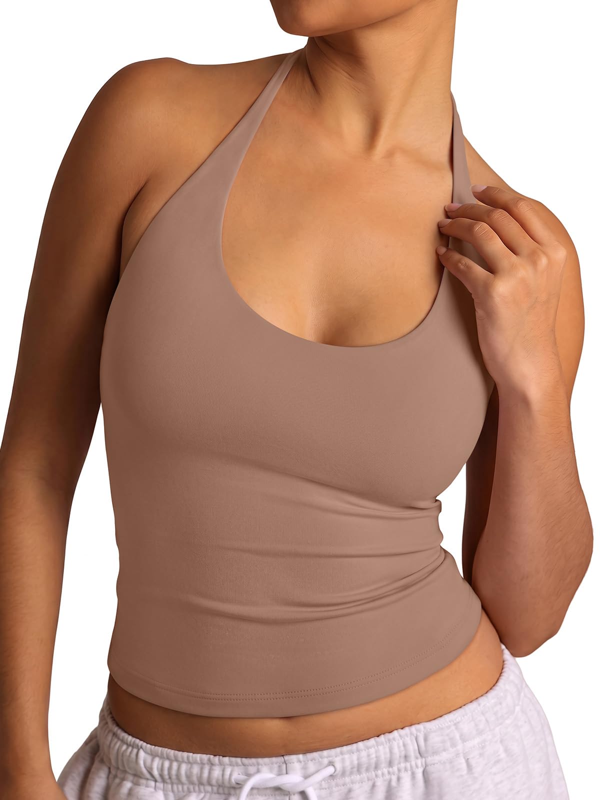 Halter Backless Tie Scoop Neck Double Lined Basic Top