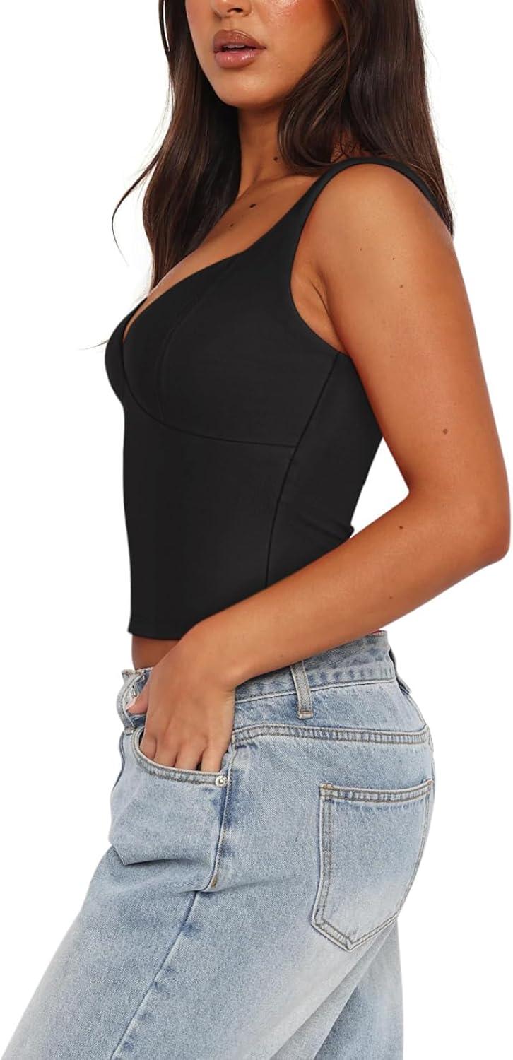 Sunset Blossom Deep V Crop Top - REORIA