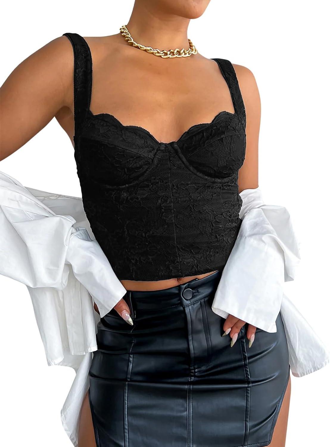 Nocturnal Grace Lace Bustier Top - REORIA