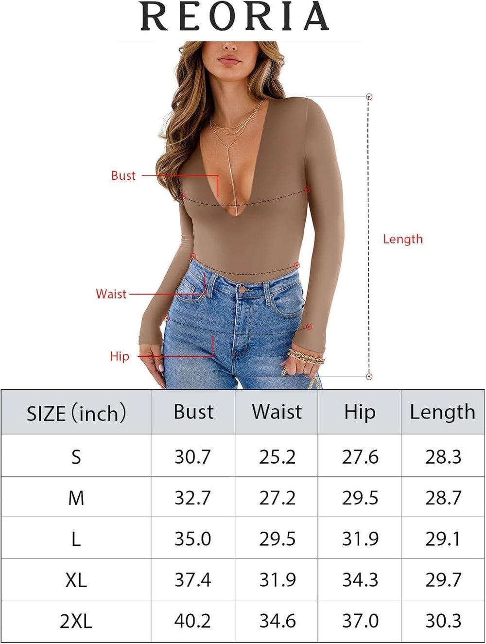 Trendy Sexy Plunge Deep V Neck Long Sleeve Bodysuit Double Lined Going Out Tops - REORIA